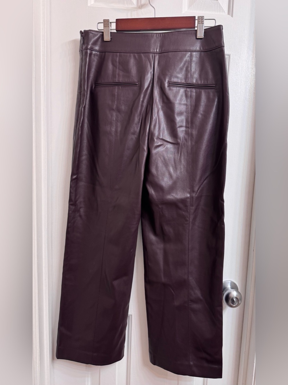 Ann Taylor Faux Leather Straight-Leg Cropped Pants in Dark Brown - Picture 5 of 13